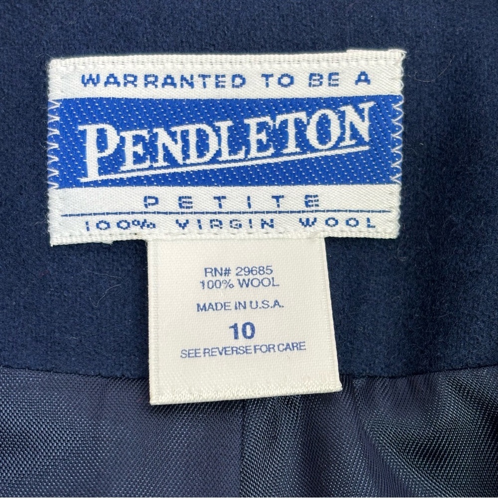 Pendleton Vintage Navy Blue Blazer Suit Jacket Size 10 Petite Gold Tone Buttons - Picture 5 of 12